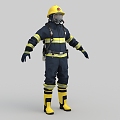 Firefighter's fireproof clothing gas mask 3d model