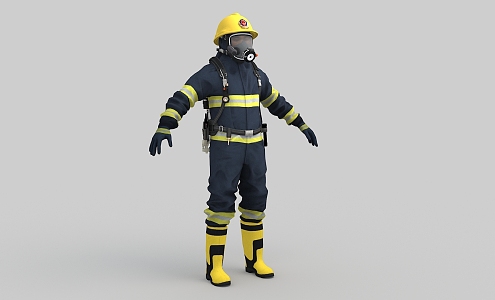 Firefighter's fireproof clothing gas mask 3d model