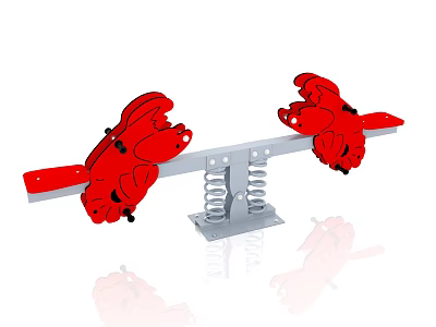 Red Lobster Shaped Seesaw Playground Equipment With Spring Base For Kids 3d model