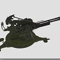 Green Military Dual Barrel Anti Aircraft Gun With Mobile Base And Seat
