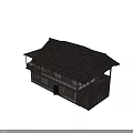 Traditional Ancient Building With Tiled Roof Lattice Windows Wooden Veranda And Interior Wooden Beams Views