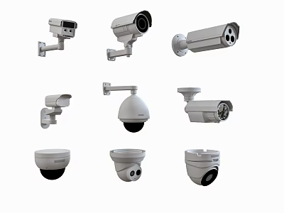 Projection Monitoring Security Cameras With Various Types And Mounting Designs For Surveillance Use 3d model