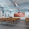 Modern Classroom School Classroom Desks and Chairs Desk Training Classroom Multimedia Classroom Training Tables and Chairs 3d model