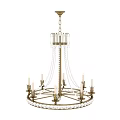 Luxurious Crystal Chandelier With Golden Metal Frame And Hanging Candle Light Pendants