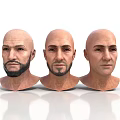 Three Male Head Models Displaying Different Facial Features And Beard Styles
