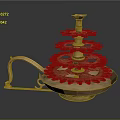 Vintage Brass Candlestick Lamp With Multi Tiered Design And Decorative Carved Base