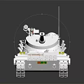 White Tank Model With Turret Cannon Yellow Lights And Black Background Reflection 3d model