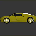 Yellow Bugatti Sports Car With Black Roof Rear Spoiler And Sleek Surface Shiny Black Wheels