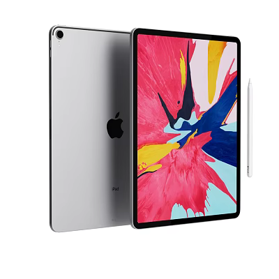 Apple iPad Silver Tablet With Colorful Display Screen And Apple Pencil 3d model