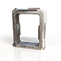 Metallic Scene Component Frame With Industrial Design Reinforced Corners And Textured Surface