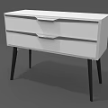 Modern White Entryway Side Cabinet With Two Drawers And Black Legs