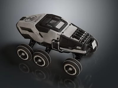 Futuristic Six Wheeled Off Road Vehicle With Mechanical Cockpit And Rugged Design 3d model