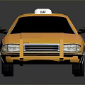 Yellow Taxi Car Exterior With TAXI Sign Black Windows And Roof Light