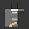 Modern Wooden Staircase With Railing Platform Transparent Support And Minimalist Design
