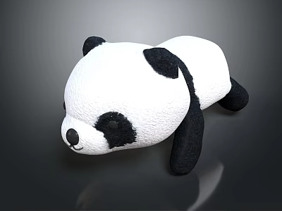 Cute Black And White Panda Plush Toy Lying Down Soft Stuffed Animal 3d model