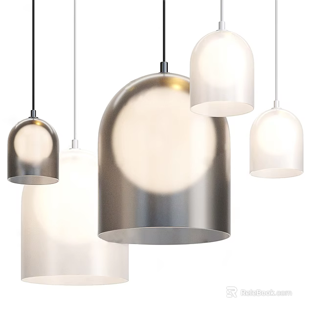 Modern Multiple Metal Dome Shaped Pendant Lights With Stylish Design 3d model