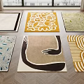 Square Rugs Featuring Abstract Floral Geometric Patterns And Colorful Designs 3d model