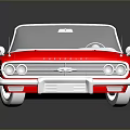 Red Classic Convertible Car With White Interior Open Top And Chrome Details