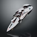 White Streamlined Futuristic Concept Vehicle With Fragmented Structure And Green Accents