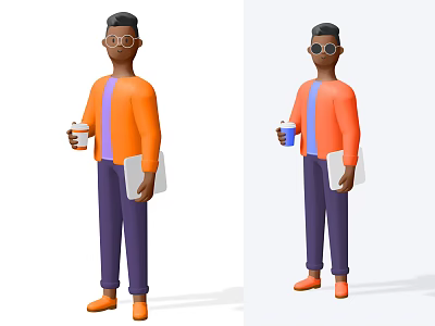 Modern Cartoon Cartoon Business Man Toy Hand-held Cartoon Business Man Office Coffee Figure Business Cartoon Man 3d model