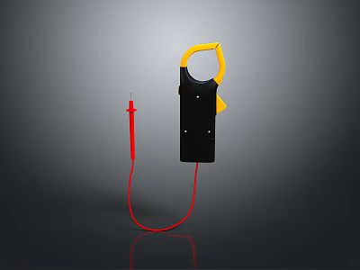 Professional Black Computer Repair Tool With Yellow Clamp And Red Probe Line 3d model