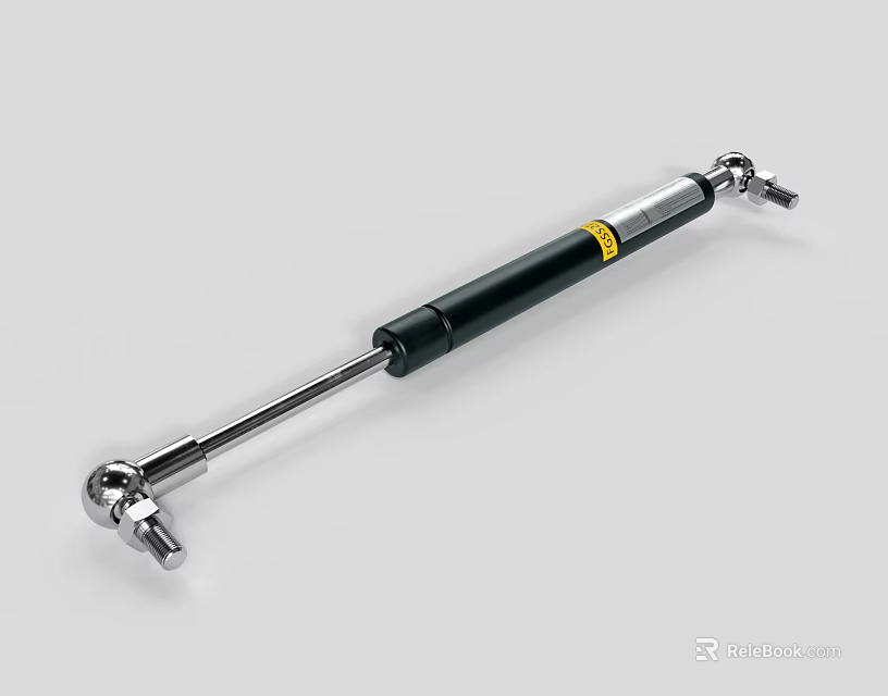 Durable Gas Spring With Black Cylinder Silver Rod And Metal End Fittings 3d model 