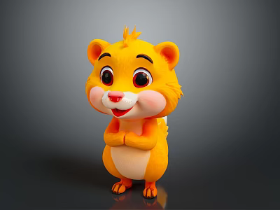 Cute Yellow Cartoon Squirrel Game Movie Character With Big Eyes Smiling Face And Crossed Hands 3d model
