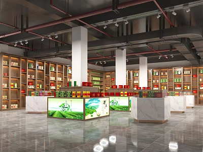 Modern Tea Shop Tea Exhibition Hall 3d model