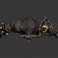 Fierce Horned Mythical Creature Warrior 3D Model With Muscular Build And Spiked Armor