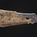 Ancient Decorative Weapon With Weathered Blade And Intricate Carved Handle