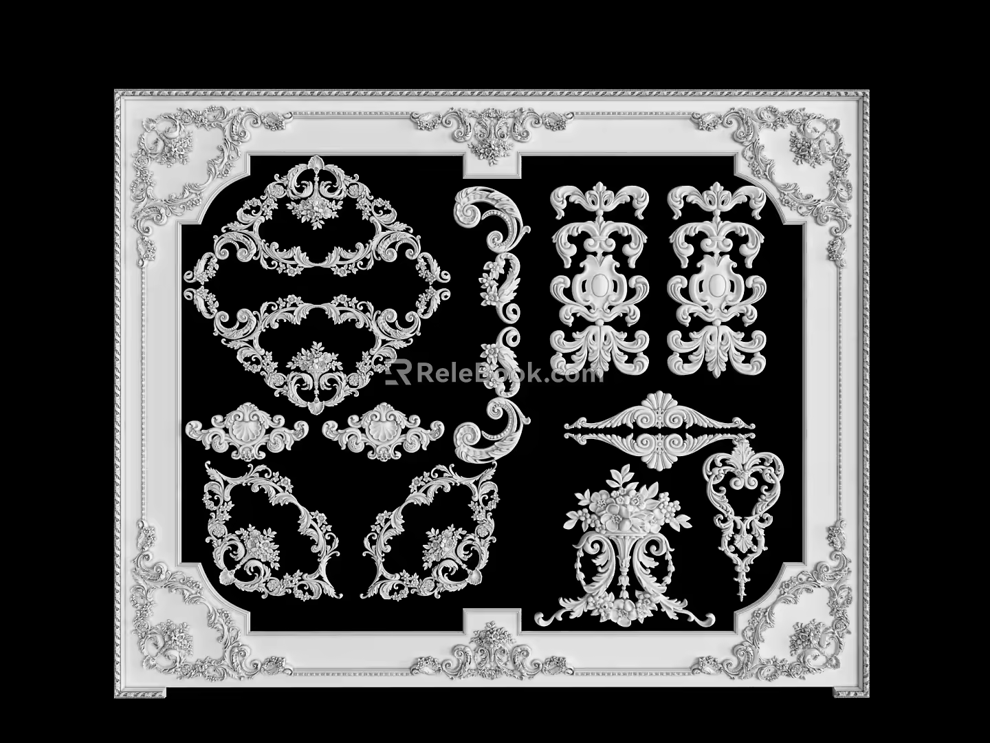 European-style carved lamp panel 3d model