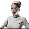 Woman In Professional Nurse Uniform With Cap Standing In Neutral Pose