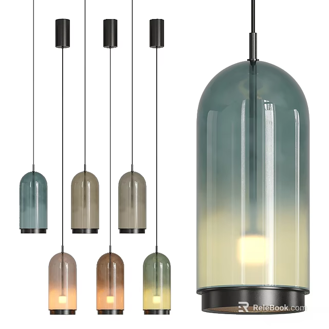 Modern Gradient Glass Pendant Lights With Multiple Color Shades And Hanging Design 3d model 