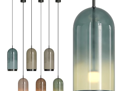 Modern Gradient Glass Pendant Lights With Multiple Color Shades And Hanging Design 3d model