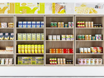 Retail Display Shelves With Assorted Packaged Goods And Organized Product Arrangement 3d model