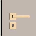 Golden Door Handle And Lock Home Hardware Accessories Installed On Beige Door