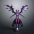 Fantasy Woman Character With Purple Black Wings And Armor Like Outfit