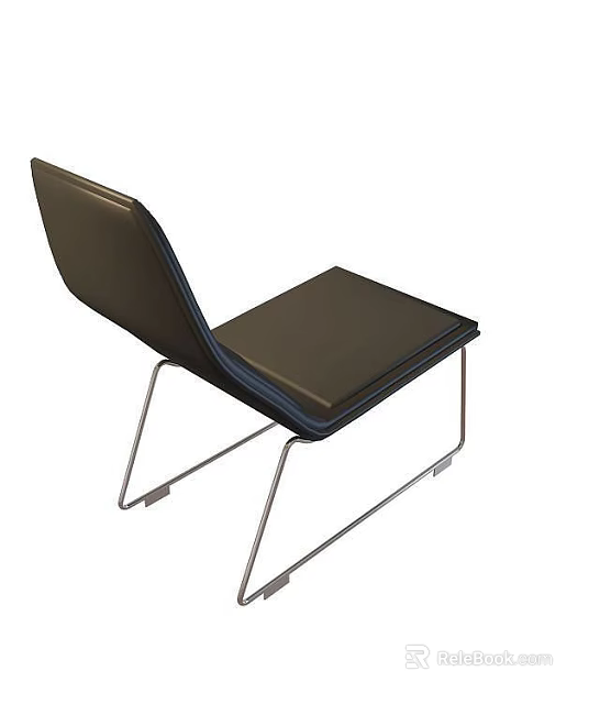Modern Black Leather Lounge Chair With Metal Frame And Sleek Design 3d model 