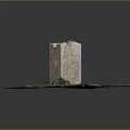 Traditional Stone Brick Tower Model Featuring Small Windows Grass Base And Stone Wall 3d model