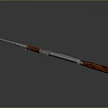 Military Assault Rifle With Wooden Stock Red Grip And Metal Components