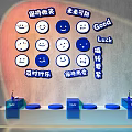 Interactive Commercial Emotion Interaction Device With Smiley Faces Positive Messages And Blue Platforms 3d model