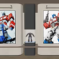 Abstract Transformers Paintings With Left Right Canvas And Middle Display Cabinet 3d model