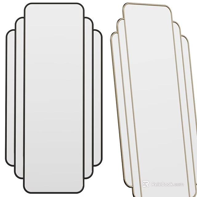 Modern Simple Design Rectangular Wall Mirror With Two Styles Black And Gold Frame 3d model