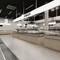 Supermarket Fresh Beef Section With Display Counters And Red Pendant Lights 3d model