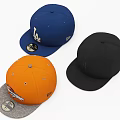 Blue LA Logo Orange Fish Design Black Plain Baseball Caps Collection 3d model
