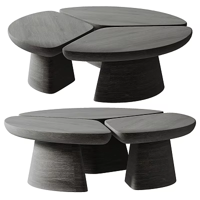 Elegant Modern Coffee Table With Round Dark Wood Top And Unique Pedestal Base 3d model
