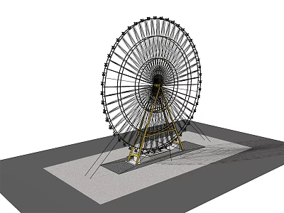Ferris Wheel Amusement Equipment with Metal Structure and Support Frame 3d model