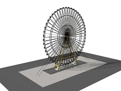 Modern Ferris wheel roller coaster 3d model