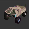 Modern Military Vehicle With Geometric Exterior Green Windshield And Off Road Tires