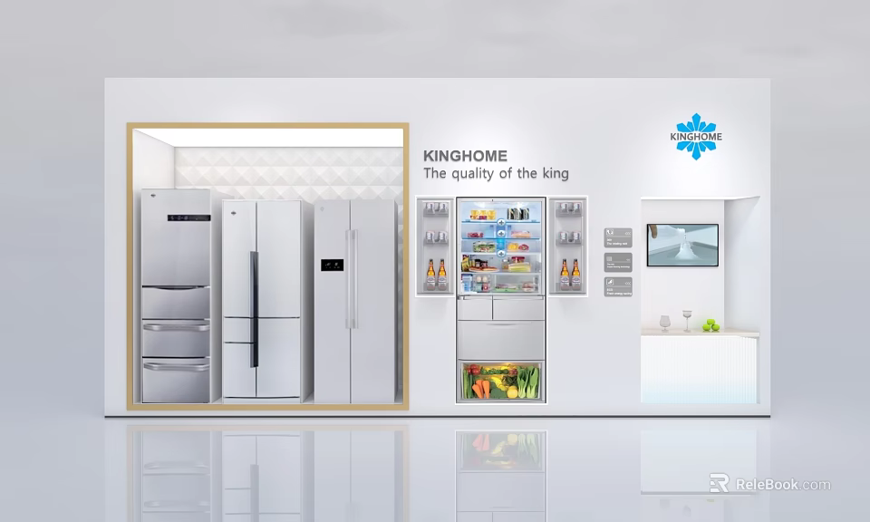 KINGHOME Refrigerators Display Area With Quality Kitchen Appliances And Modern Design 3d model 